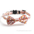 Luxury Tissu Floral Pet Cat Col Collier de nœud papillon